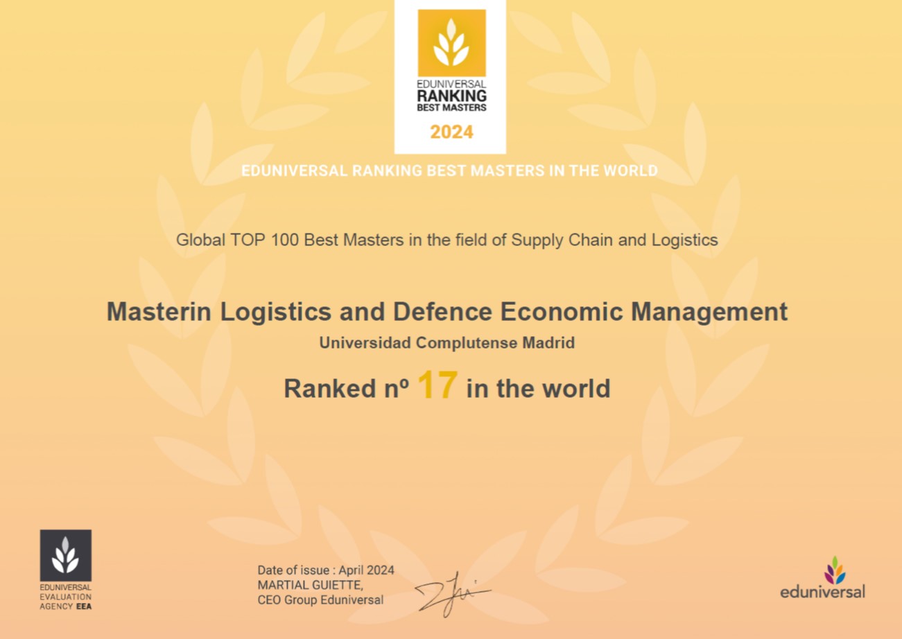 TOP 100 - 2024 EDUNIVERSAL BEST MASTERS RANKING in SUPPLY CHAIN AND LOGISTICS #1 España, #17 nivel mundial